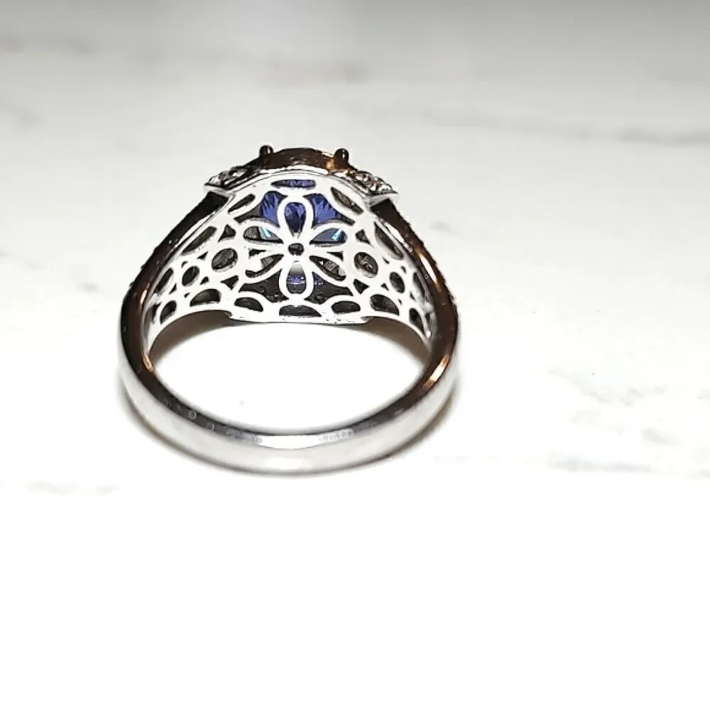925 Silver Cubic Zirconia Amethyst Ring Stamped